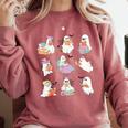 Ghost Book Reading Halloween Books Lover Teacher Kids Comfort Colors Sweatshirt Crimson