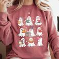 Ghost Reading Teacher Halloween Costume Librarian Book Lover Comfort Colors Sweatshirt Crimson