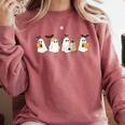 Ghosts Reading Books Library Halloween Teacher Men Women Kid Comfort Colors Sweatshirt Crimson