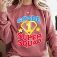 Grade 1 Super Squad Superhero Teacher Team Comfort Colors Sweatshirt Crimson