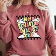 Groovy ABA RBT Therapist In My Behavior Analyst Era Teacher Comfort Colors Sweatshirt Crimson