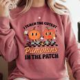 Groovy I Teach The Cutest Pumpkins In The Patch For Teacher Comfort Colors Sweatshirt Crimson