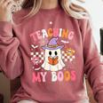 Groovy Teaching My Boos Teacher Ghost Halloween Teacher Comfort Colors Sweatshirt Crimson Groovy Teaching My Boos Teacher Ghost Halloween Teacher Comfort Colors Sweatshirt Crimson