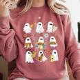 Halloween Ghost Music Teacher Playing Instruments Comfort Colors Sweatshirt Crimson