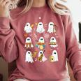 Halloween Ghost Playing Musical Instruments Music Teacher Comfort Colors Sweatshirt Crimson Halloween Ghost Playing Musical Instruments Music Teacher Comfort Colors Sweatshirt Crimson