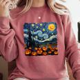 Halloween Pumpkin Starry Night Van Gogh Art Teacher Comfort Colors Sweatshirt Crimson