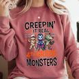 Halloween Teacher Creepin It Real With My 4th Grade Monsters Comfort Colors Sweatshirt Crimson Halloween Teacher Creepin It Real With My 4th Grade Monsters Comfort Colors Sweatshirt Crimson