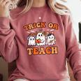 Halloween Teacher Ghosts Trick Or Teach Retro Costume Women Comfort Colors Sweatshirt Crimson Halloween Teacher Ghosts Trick Or Teach Retro Costume Women Comfort Colors Sweatshirt Crimson