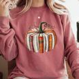 Halloween Teacher Librarians Fall Book Pumpkin Retro Reading Comfort Colors Sweatshirt Crimson