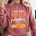 Halloween Teacher I Teach The Cutest Pumpkins In The Patch Comfort Colors Sweatshirt Crimson