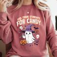 Halloween Teacher Trade Students For Candy Costume Women Comfort Colors Sweatshirt Crimson Halloween Teacher Trade Students For Candy Costume Women Comfort Colors Sweatshirt Crimson