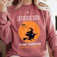 Halloween Teacher Witch Lets Eat Kids Punctuation Comfort Colors Sweatshirt Crimson