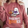 Halloween Teacher Women Cute Reading Ghost Read More Books Comfort Colors Sweatshirt Crimson Halloween Teacher Women Cute Reading Ghost Read More Books Comfort Colors Sweatshirt Crimson