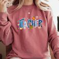 Hanukkah Leopard Plaid Teacher Chanukah Jewish Women Men Comfort Colors Sweatshirt Crimson