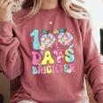 Happy 100th Day Of School 100 Days Brighter Teachers Kids Comfort Colors Sweatshirt Crimson