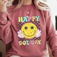 Happy Dot Day Hippie Flowers Smile Face Groovy Teacher Kids Comfort Colors Sweatshirt Crimson Happy Dot Day Hippie Flowers Smile Face Groovy Teacher Kids Comfort Colors Sweatshirt Crimson