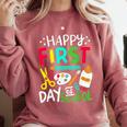 Happy First Day Of School Teacher Back To School Student Comfort Colors Sweatshirt Crimson Happy First Day Of School Teacher Back To School Student Comfort Colors Sweatshirt Crimson