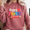 Happy Fri-Yay Friday Lovers Fun Teacher Life Weekend Comfort Colors Sweatshirt Crimson Happy Fri-Yay Friday Lovers Fun Teacher Life Weekend Comfort Colors Sweatshirt Crimson