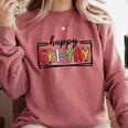 Happy Fri-Yay Friday Lovers Teacher Fri Yay Weekend Comfort Colors Sweatshirt Crimson