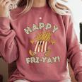 Happy Fri Yay Retro French Fries Friday Lovers Fun Teacher Comfort Colors Sweatshirt Crimson Happy Fri Yay Retro French Fries Friday Lovers Fun Teacher Comfort Colors Sweatshirt Crimson