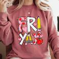 Happy Fri-Yay Teacher Back To School Friday Lovers Comfort Colors Sweatshirt Crimson