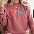 Happy Fri Yay Teacher Friday Comfort Colors Sweatshirt Crimson Happy Fri Yay Teacher Friday Comfort Colors Sweatshirt Crimson
