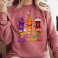 Happy Hallothanksmas Halloween Thanksgiving Pencils Teachers Comfort Colors Sweatshirt Crimson Happy Hallothanksmas Halloween Thanksgiving Pencils Teachers Comfort Colors Sweatshirt Crimson
