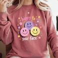 Happy To See Your Face Smile Face Teacher Back To School Comfort Colors Sweatshirt Crimson Happy To See Your Face Smile Face Teacher Back To School Comfort Colors Sweatshirt Crimson