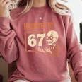 Haunted By 67 Halloween 67 Meme Six Seven Teacher Comfort Colors Sweatshirt Crimson