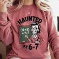 Haunted 67 Skeleton Math Teacher Halloween Costume Math Pun Comfort Colors Sweatshirt Crimson