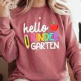 Hello Kindergarten Team Kinder Back To School Teacher Kids Comfort Colors Sweatshirt Crimson