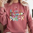 Hello Pre-K Pencil Teacher Student Tie Dye Comfort Colors Sweatshirt Crimson Hello Pre-K Pencil Teacher Student Tie Dye Comfort Colors Sweatshirt Crimson