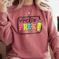 Hello Pre-K Team Preschool Teacher Kids Back To School Comfort Colors Sweatshirt Crimson Hello Pre-K Team Preschool Teacher Kids Back To School Comfort Colors Sweatshirt Crimson