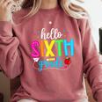 Hello Sixth Grade Cute Back To School 6th Grade Teacher Kids Comfort Colors Sweatshirt Crimson