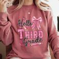 Hello Third Grade First Day Of School Coquette Teacher Girl Comfort Colors Sweatshirt Crimson