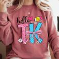 Hello TK Transitional Kindergarten Back To School Teacher Comfort Colors Sweatshirt Crimson