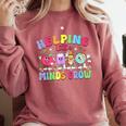 Helping Little Minds Grow Teacher Life Back To School Comfort Colors Sweatshirt Crimson