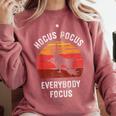 Hocus Pocus Everybody Focus Witch Halloween Teacher Women Comfort Colors Sweatshirt Crimson