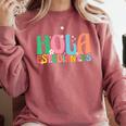 Hola Estudiantes Maestra Back To School Spanish Teacher Comfort Colors Sweatshirt Crimson
