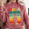 Hola Estudiantes Spanish Teacher Back To School 2025 Comfort Colors Sweatshirt Crimson