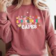 Hot All Superheroes Wear Capes Cute Teacher End Of School Comfort Colors Sweatshirt Crimson