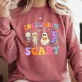 Inclusion Isn't Scary Ghost Halloween SLP Sped Teacher Comfort Colors Sweatshirt Crimson Inclusion Isn't Scary Ghost Halloween SLP Sped Teacher Comfort Colors Sweatshirt Crimson