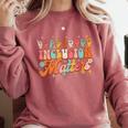 Inclusion Matters Groovy American Sign Language ASL Teacher For Men Women Comfort Colors Sweatshirt Crimson