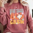 Infant Teacher Boo Crew Ghost Groovy Halloween For Women Comfort Colors Sweatshirt Crimson