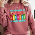 THE INFLUENCE OF A GREAT TEACHER IS NEVER ERASED Teaching For Men Women Girls Kids Comfort Colors Sweatshirt Crimson