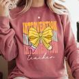 Interventionist Teacher Groovy Coquette Bow Back To School Comfort Colors Sweatshirt Crimson
