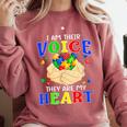 I Am Their Voice They Are My Heart Autism Awareness Teacher Comfort Colors Sweatshirt Crimson