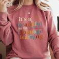 It's A Beautiful Day For Language Learning ESL Teacher ESOL Comfort Colors Sweatshirt Crimson