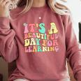 It's Beautiful Day For Learning Retro Teacher Students Women Comfort Colors Sweatshirt Crimson
