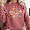 It's Beautiful Day For Learning Retro Teacher Women Men Comfort Colors Sweatshirt Crimson It's Beautiful Day For Learning Retro Teacher Women Men Comfort Colors Sweatshirt Crimson